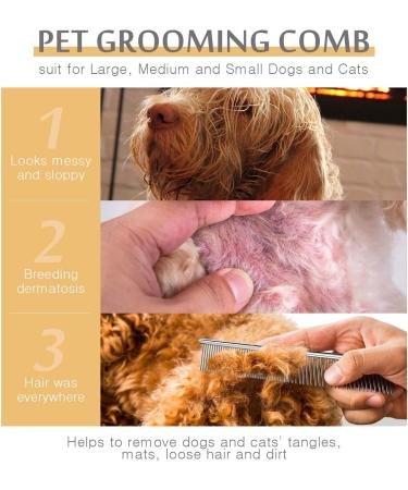 Stainless Steel Pet Comb for Dogs & Cats | Rounded Teeth | Ideal for All Fur Types | Durable & Ergonomic Design (19 x 4 cm) - Buy Online on GoSupps.com