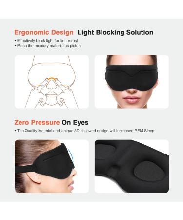 Premium 3D Contoured Sleep Eye Mask for Men & Women - Light Blocking Soft Comfort Blindfold for Travel & Yoga - Perfect for Naps - Buy Online on GoSupps.com