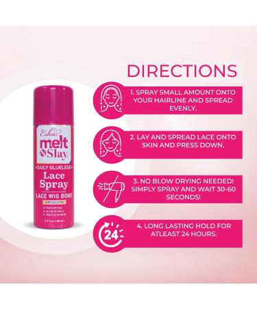 Esha Melt N Slay Glueless Lace Spray Melting and Holding for Wigs Lace Bond Adhesive Spray for Closure Wigs Extensions Strong Natural Forming Hold Protect Edges (80ML) - Buy Online on GoSupps.com