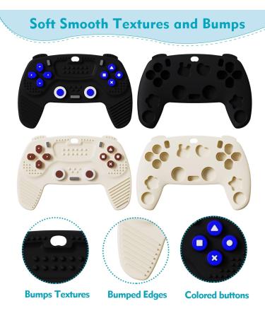2 Pack Remote Game Controller Teething Toys with Pacifier Clips - Safe Silicone Baby Teether for Girls Boys 6-12 Months - Buy Online on GoSupps.com