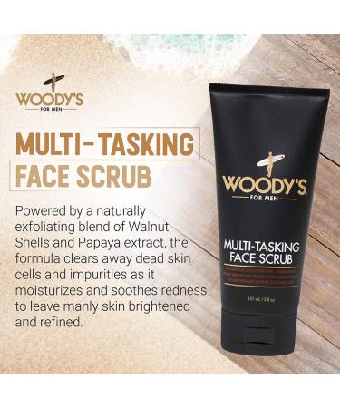 Woody's Multi-Tasking Face Scrub for Men | Hydrating Cleanser & Exfoliant | 5 Fl Oz - Shop Internationally - Buy Online on GoSupps.com