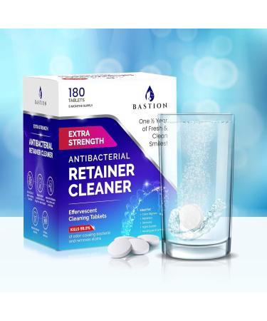 Retainer Cleaner & Denture Cleanser - 180 Effervescent Tablets - 6 Month Supply - Removes Stains Discoloration Odors & Plaque - Clear Aligners Mouth & Night Guard All Dental/Oral Appliances 180 Count - Buy Online on GoSupps.com