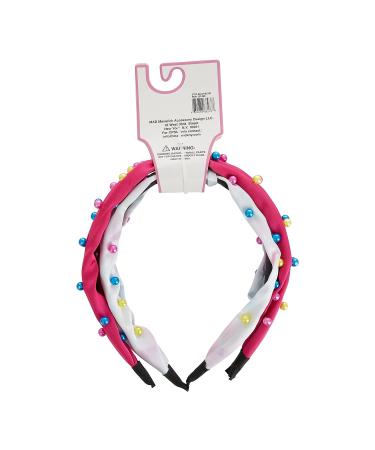Cudlie Confetti Colorful Neon Bead Headband Set for Girls - Pull Free Kids Accessories for Thick, Curly Hair in Pink/White - Buy Online on GoSupps.com
