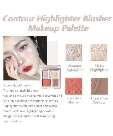 Domality 4 in 1 Contour Highlighter Blusher Makeup Palette with Brushes - Natural Matte & Shimmer Finish for a Glowing Look - Buy Online on GoSupps.com