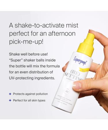 Supergoop! (Re)setting Refreshing Mist - SPF 40 Facial Spray for Makeup Setting & UV Protection - 3.4 fl oz - Refreshing Lightweight Pollution Filter - Buy Online on GoSupps.com