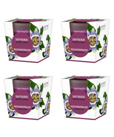 Pajoma fragrance candle 4 Set Passion fruit - in satin glass |4x 120g of wax weight burning time: 25 hours in a noble gift packaging |Premium quality passion fruit 4