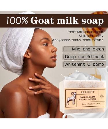 AILKE BOOST LUSTER Natural goats milk soap bar with honey shea butter brightens moisturizes exfoliates nourishes for soft healthy skin improves dull skin for face body hands 200 g pack of 5 - Buy Online on GoSupps.com