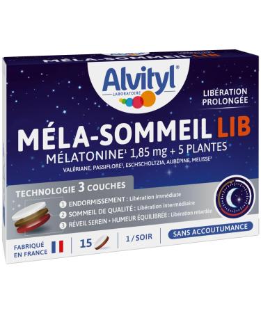 Alvityl M la-Sommeil LIB - M latonine + 5 Plantes - Comprim Tricouche Lib ration Prolong e - Nuit r paratrice - 15 Comprim s Tri-couches