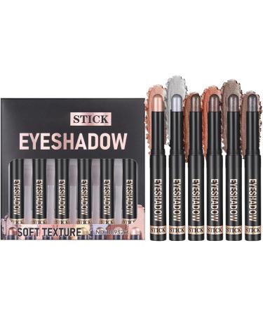 Eyeshadow Stick - 6 Pieces Eye Shadow Sticks Cream Texture - Makeup Set with Shiny Sparkle Glitter Water Resistant Long Lasting for Women Girls Party Shopping Wedding V - Buy Online on GoSupps.com
