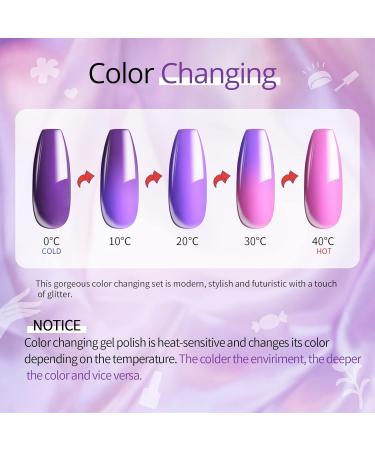 UR SUGAR Colour Changing Gel Nail Polish Set - 6 Thermal Mood Changing Colors for DIY Manicures | Pink Purple Blue Rainbow Soak Off Gel Polish Gift Box - Buy Online on GoSupps.com