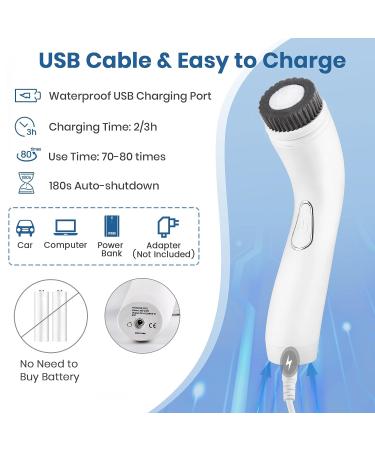 KINGDO Facial Cleansing Spin Brush - Exfoliating Face Scrubber | USB Rechargeable, IPX7 Waterproof, 3 Brush Heads | White - Buy Online on GoSupps.com
