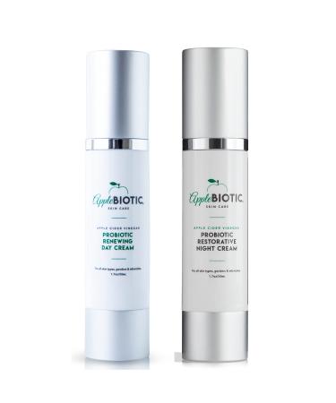 Apple Cider Vinegar Face Day & Night Cream Duo Hydrating Redness Relief Face Moisturizer Lotion For Dry Oily Sensitive Skin Natural Green Tea Chamomile Skincare for men women teens