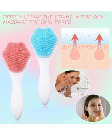 Silicone Face Scrubber Set - 2 Pcs Soft Bristles Facial Cleansing Brush for Blackheads & Makeup Removal - Waterproof Skincare Tools (Blue Pink - Buy Online on GoSupps.com