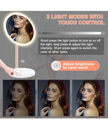 LED Vanity Makeup Mirror with Bluetooth & Smart Touch | 3 Color Dimmable & USB Rechargeable | 45 Rotatable Design (White) - Ideal for Makeup Desk - Buy Online on GoSupps.com