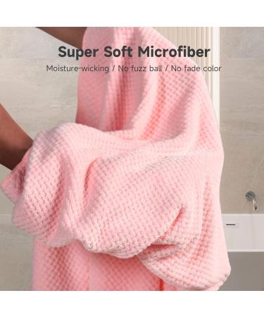 Umisleep Extra Large Microfiber Hair Towel 2 Pack - Ultra Absorbent Hair Drying Wrap for Curly Long Thick Hair - Anti Frizz Hair Turban - White Pink - Buy Online on GoSupps.com