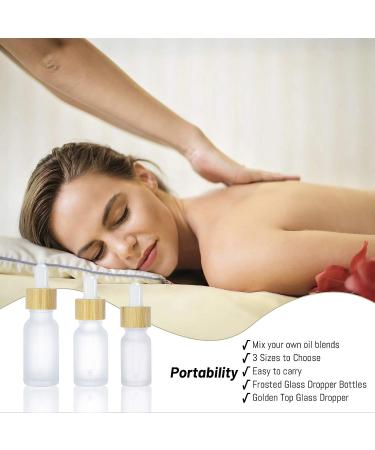 MODOWEY 12Pcs 15ml Eco-Friendly Frosted Glass Dropper Bottles with Bamboo Lids - Refillable Cosmetic Containers for Essential Oils, Essences, and Liquids + 2 Funnel - Buy Online on GoSupps.com