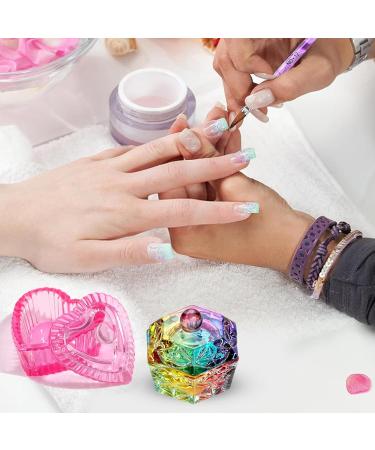 Nails Art Glass Dappen Dish Crystal Glass Dish Nails Art Dappen Dish With Lid Heart Shaped Liquids Crystal Cup Multi-color - Buy Online on GoSupps.com