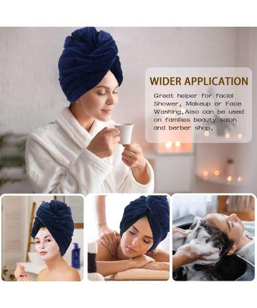 Kinhwa XL Microfiber Turban Towel - Quick Dry & Soft Hair Wrap for Long Dense Hair (2 Pack Navy Blue 70x30 cm) - Buy Online on GoSupps.com