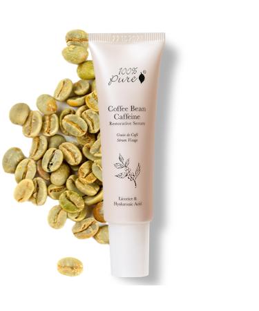 100% PURE Coffee Bean Face Serum EGCG Licorice Root & Hyaluronic Acid Drops - Tighten Brighten & Protect Daily Liquid Caffeine For Faded Skin - Ultimate Glow Skincare for Women & Men - 1 fl oz
