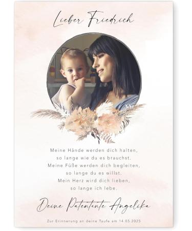 Personalized Baptism Gifts for Girls | Del M   Unique Sponsorship Letters | Custom Boho Wreath Designs (DIN A4 Framed/Unframed) - International Shipping Available - Buy Online on GoSupps.com