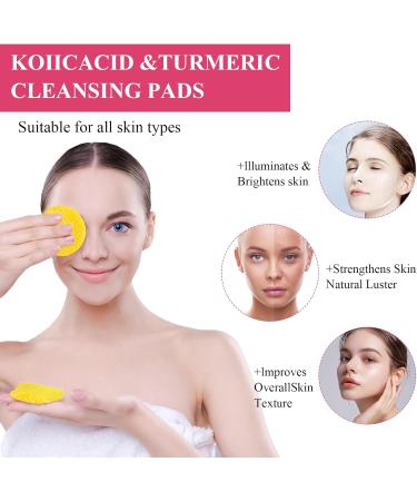 Neyeau Kojic Acid and Turmeric Pads 80 Pieces Turmeric Kojic Acid Pads Suitable for Unclogging Pores and Balancing Skin Oil and Water Belt Face Wash Wristband 2 Pieces - Buy Online on GoSupps.com