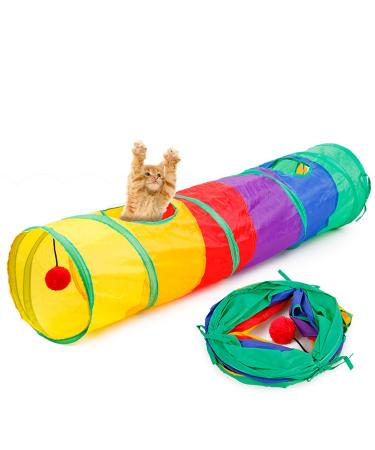 iCAGY Cat Tunnel for Indoor Cats Interactive, Rabbit Tunnel Toys, Pet Toys Play Tunnels for Cats Kittens Rabbits Puppies Crinkle Collapsible Pop Up Multiple Color 45" Multi-colored I