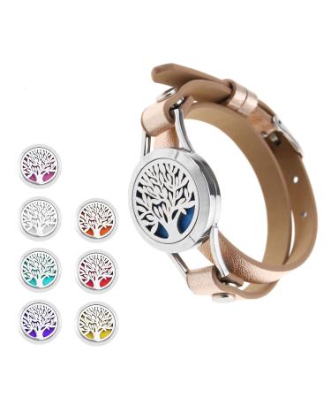 Ototec aromatherapy medallion bracelets with 8 mixed colors refill pads 316 stainless steel 2 layers adjustable champagne champagne colors