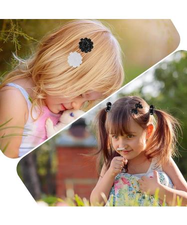 Yolev 72-Piece Self Hinge Plastic Hair Barrettes for Girls - Bowknot and Flower Hair Clips - Cute 80s 90s Style - Black/White/Transparent - Buy Online on GoSupps.com