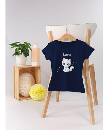 Personalized Gift T-Shirt for Girls - Cute Cat Motif by Shirtracer - Dark Blue - Perfect Custom Apparel - Buy Online on GoSupps.com
