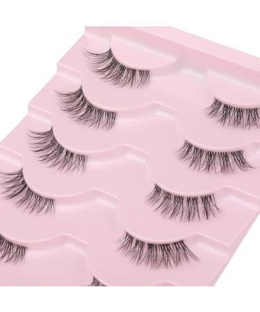 Ruairie Natural Half False Eyelashes with Clear Band - 5 Pairs | Fluffy Wispy Fake Eyelashes Strip | Half Lashes - Buy Online on GoSupps.com