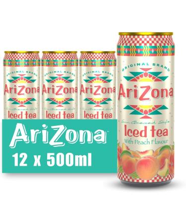 Arizona Delicious Fruit Tea Drink No Artificial Colours or Preservatives - Peach Iced Tea - 16.9 Oz - Pack Of 12 - Buy Online on GoSupps.com