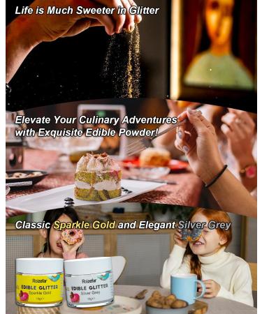 Buy RoizeFar Edible Glitter Set - 2 Colors Tasteless Powder for Cakes & Drinks | Perfect for Easter Christmas Oktoberfest Parties | 10g Gold & Silver - Buy Online on GoSupps.com