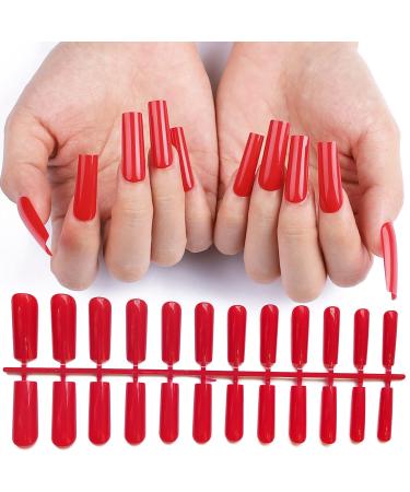AddFavor 144pcs Long Tapered Square Press on Nails - Glossy Full Cover Acrylic Nail Tips for Women and Girls | Fingernail Manicure - Buy Online on GoSupps.com