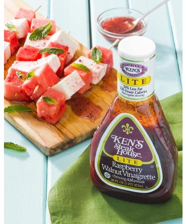 Ken's Steak House Lite Raspberry Walnut Vinaigrette 16 Fl Oz - Pack of 3 | Delicious Salad Dressing - Buy Online on GoSupps.com