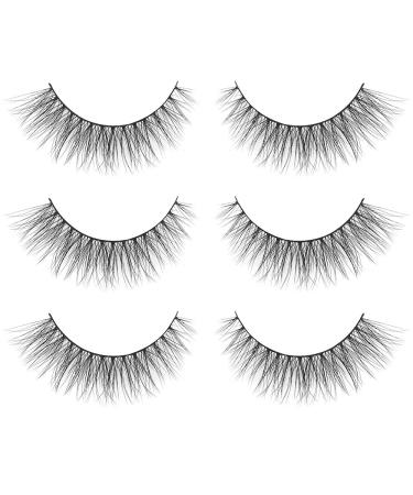 Smilart Fluffy Eyelashes 12mm Natural Look 3 Pairs False Eyelashes Wispy False Lashes Cat Eye Fake Eyelashes Resuable 3D Short Small Face Strip Lashes (6-12mm)