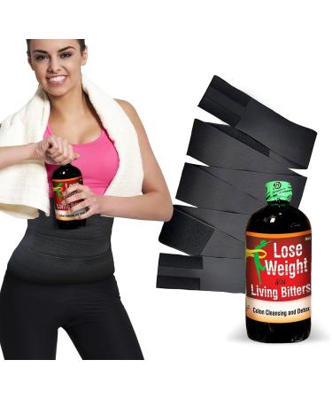 HERBOGANIC Detox Living Bitters Featured with Waist Wrap for Overall Health and Wellness | 16 Oz