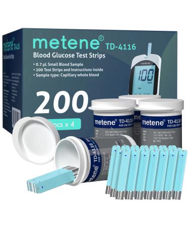 Metene TD-4116 Blood Glucose Test Strips, 200 Count Test Strips for Diabetes, Use with metene TD-4116 Blood Glucose Monitor Only 200 Count (Pack of 1) - Buy Online on GoSupps.com