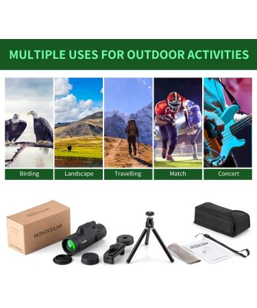 Hooerm HD Monocular Telescope 12X50 for Smartphone - High Powered for Bird Watching, Hunting & Outdoor Activities - Clear Low Light Vision - Ideal for Adults & Kids - Upgraded - Buy Online on GoSupps.com