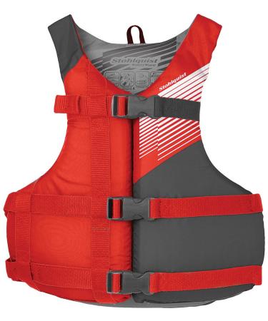 Stohlquist FIT Youth (50-90 Lbs) High Mobility PFD Life Jacket Vest - Coast Guard Approved for Kids, Lightweight Buoyancy Foam, Fully Adjustable for Children & Juniors | Red & Gray, (QF1850610J)