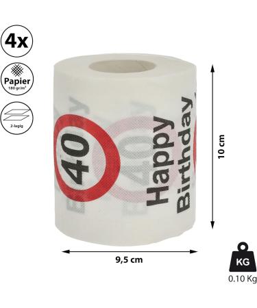 4er Set Happy Birthday Toilet Paper | 40th Birthday 2-Layer 180G/sqm | Fun Party Supplies | International Shipping - Buy Online on GoSupps.com