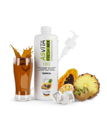Asvita beverage concentrate Fresh Mix 1: 80-1l bottle including dosing pump - drinks syrup sugar -free - 26 delicious flavors (tropical)