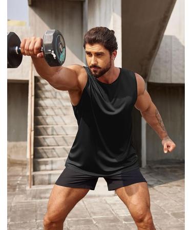 COOFANDY Men's UPF 50+ Quick Dry Workout Tank Top - Medium Black/White/Grey - Buy Online on GoSupps.com