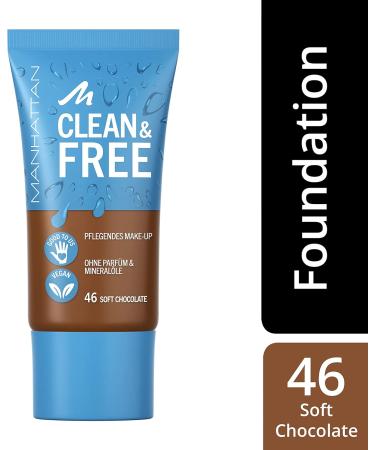 Manhattan Clean & Free Skin Tint Fb. 46 Soft Chocolate Vegan Moisturizing Makeup 30 ml - Buy Online on GoSupps.com