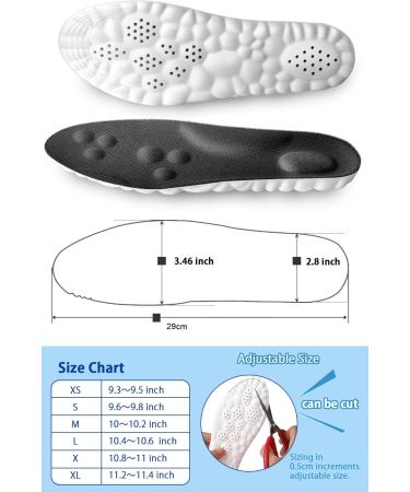 3D Sports Shoe Insoles for Men & Women - MARRDO Plantar Fasciitis Memory Foam Inserts for Running & Shock Absorption (Black XL Size - Buy Online on GoSupps.com