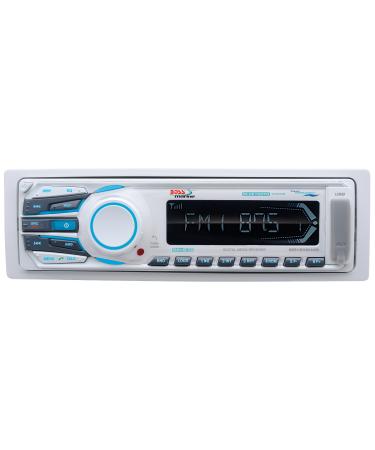 BOSS Audio Systems MR1308UAB Marine Receiver - Weatherproof, Bluetooth Audio, USB, SD, MP3, AM/FM, Aux-in, No CD Player, White, 8.50in. x 8.50in. x 4.00in.
