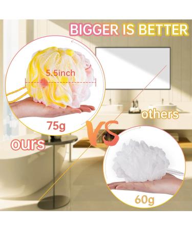Leafre Body Puff 2pcs Luxurious Body Scrubber Set - Soft Shower Loofahs for Men and Women - Exfoliating Body Scrubber with Foaming Sponge Insert - Unique Yellow Color Mix - Buy Online on GoSupps.com