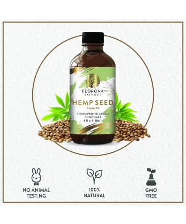 Florona Hemp Seed Oil 100% Pure & Natural - 4 fl oz for Hair Face & Skin Care | Revitalize Your Beauty - Buy Online on GoSupps.com