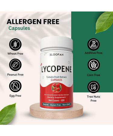 Bloofah 500mg Lycopene Supplement Tomato Extract 10:1 Capsules - 120 Count | 100% Pure, Non-GMO & Gluten Free Formula | Natural Carotenoid Supplement for Health and Wellness Support - Buy Online on GoSupps.com