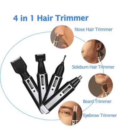 USB Rechargeable Nose Hair Trimmer for Men | 4-in-1 Painless Beard & Body Hair Clipper | Waterproof Dual-Edge Blades | Easy Cleansing - Buy Online on GoSupps.com