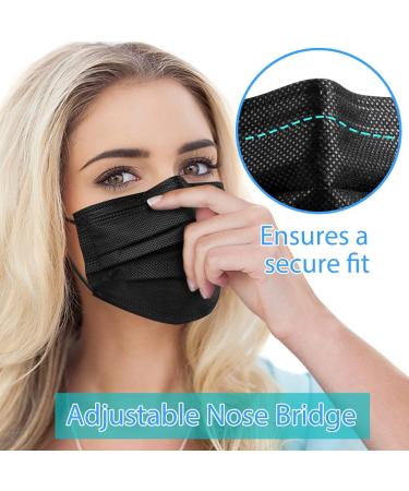 Egook Black Disposable Face Masks - 100 Pack 3 Ply Masks (Black) - 100 Pack - Buy Online on GoSupps.com